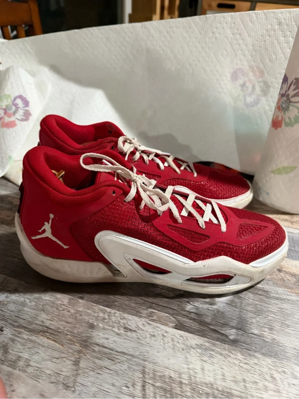 Jordan Red and White Women's Athletic Basketball Shoes